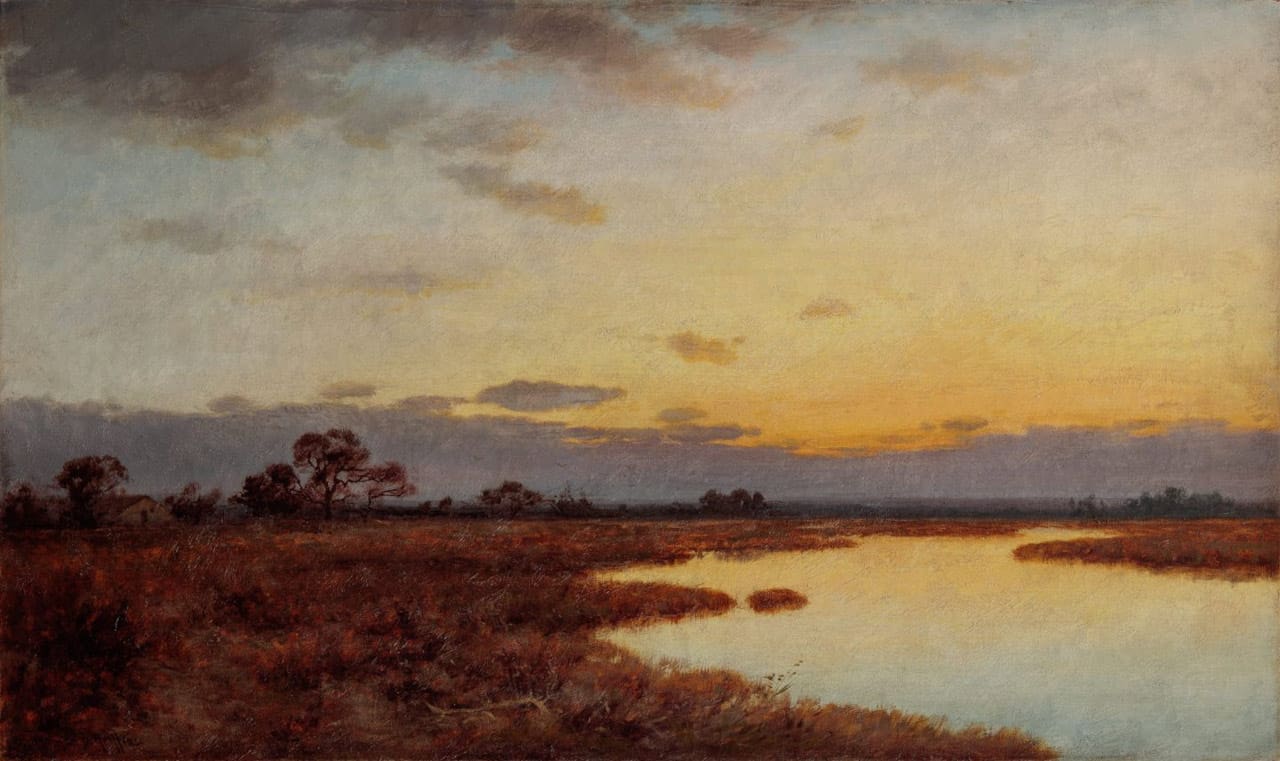 Thomas B. Griffin, Parting Day, ca. 1896-1900. Oil on canvas, 18 x 30 in. (45.7 x 76.2 cm). Geographic Origin: United States of America. Gift of Forbes Magazine, 1983  83.265. Photo by Richard Goodbody