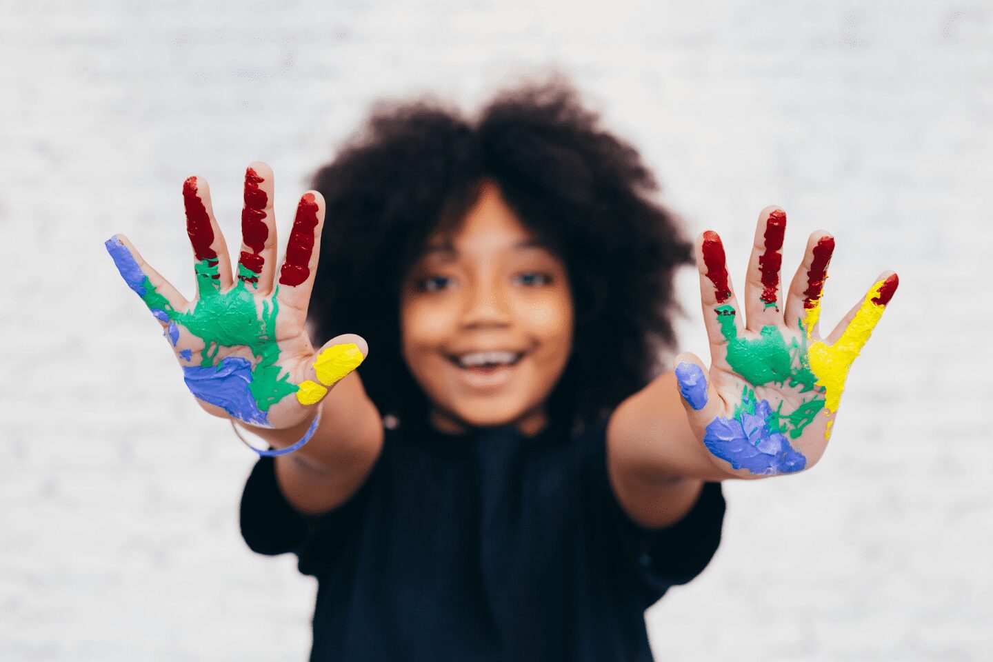 child kid girl colorful paint