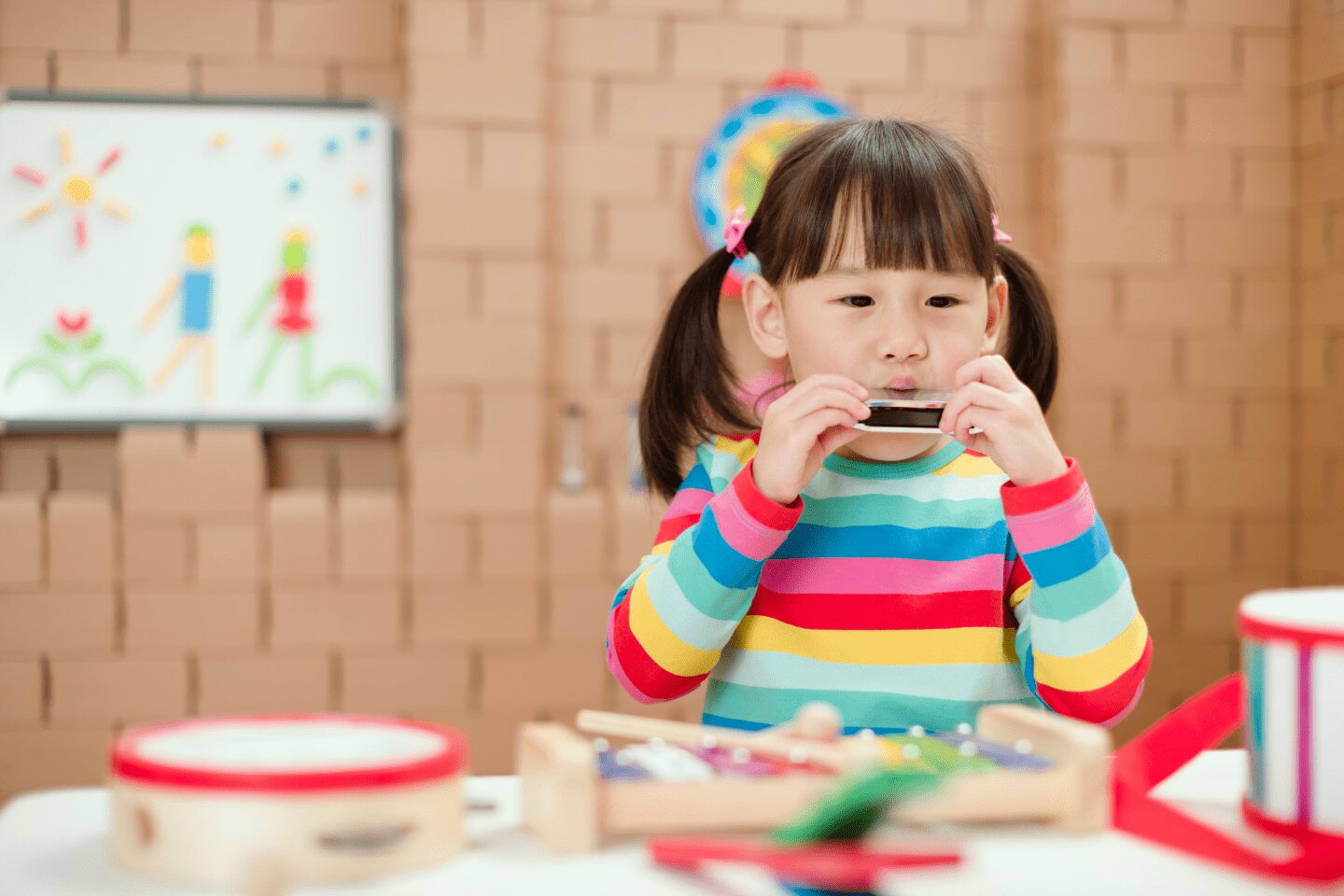 Child kid girl harmonica music