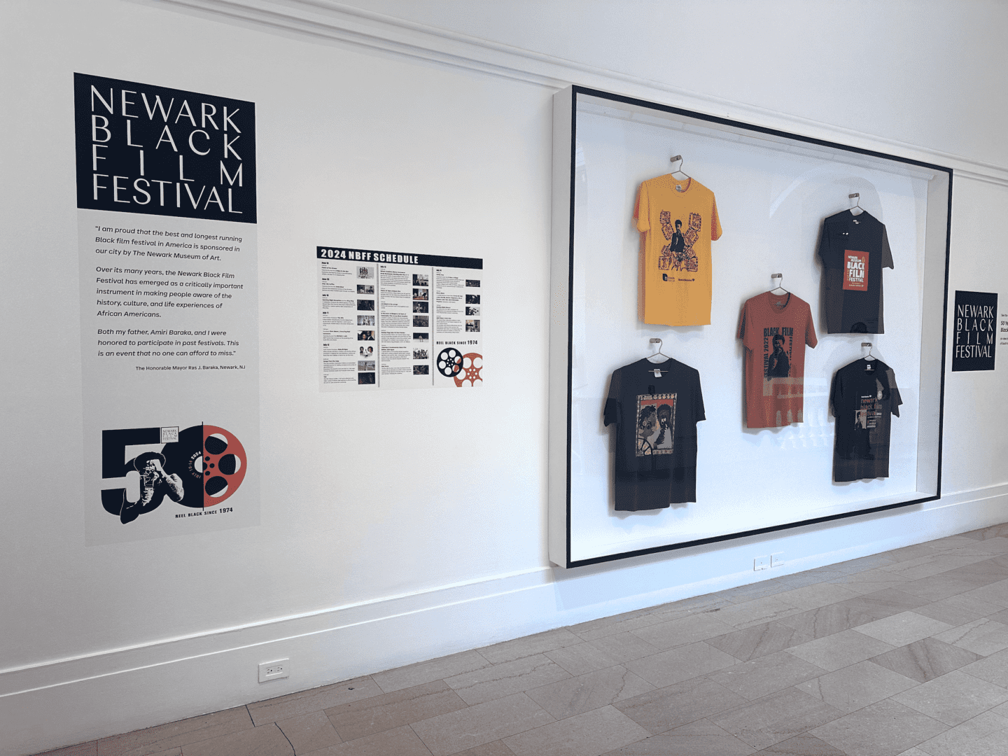 50 Years Newark Black Film Festival Newark Museum of Art installation signs shirts
